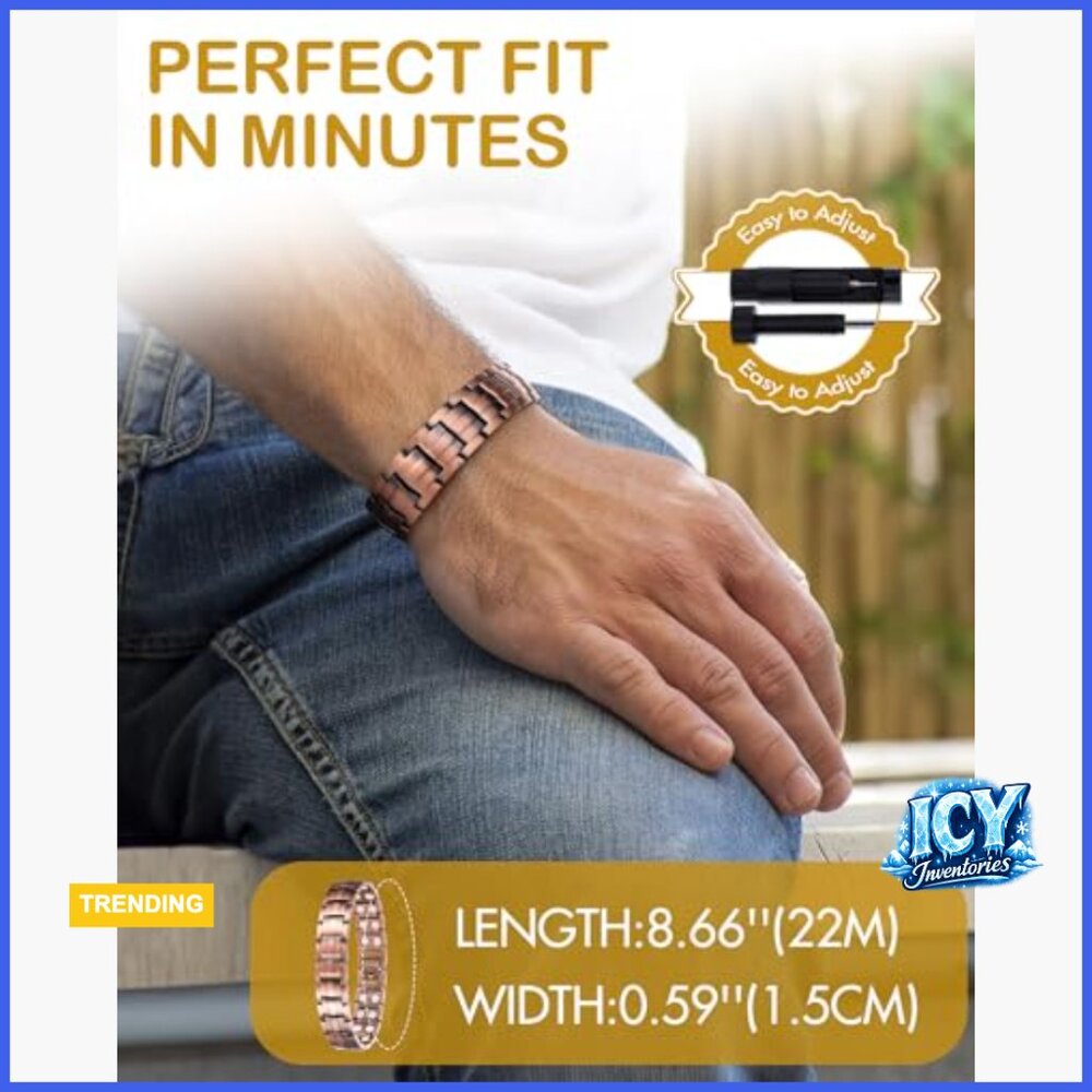 Solid Copper Magnetic Bracelet With Double-Row St… - image 6